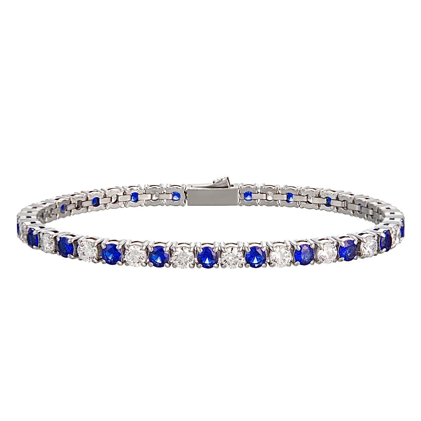 Tennis bracelet 4mm white and blue Emils Jewellery Online Shop