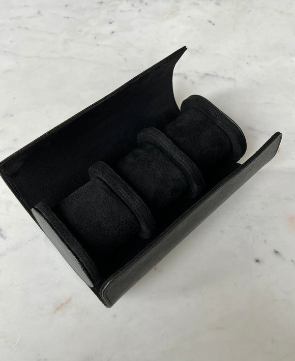 Saffiano leather watch roll black Emils Jewellery Online shop