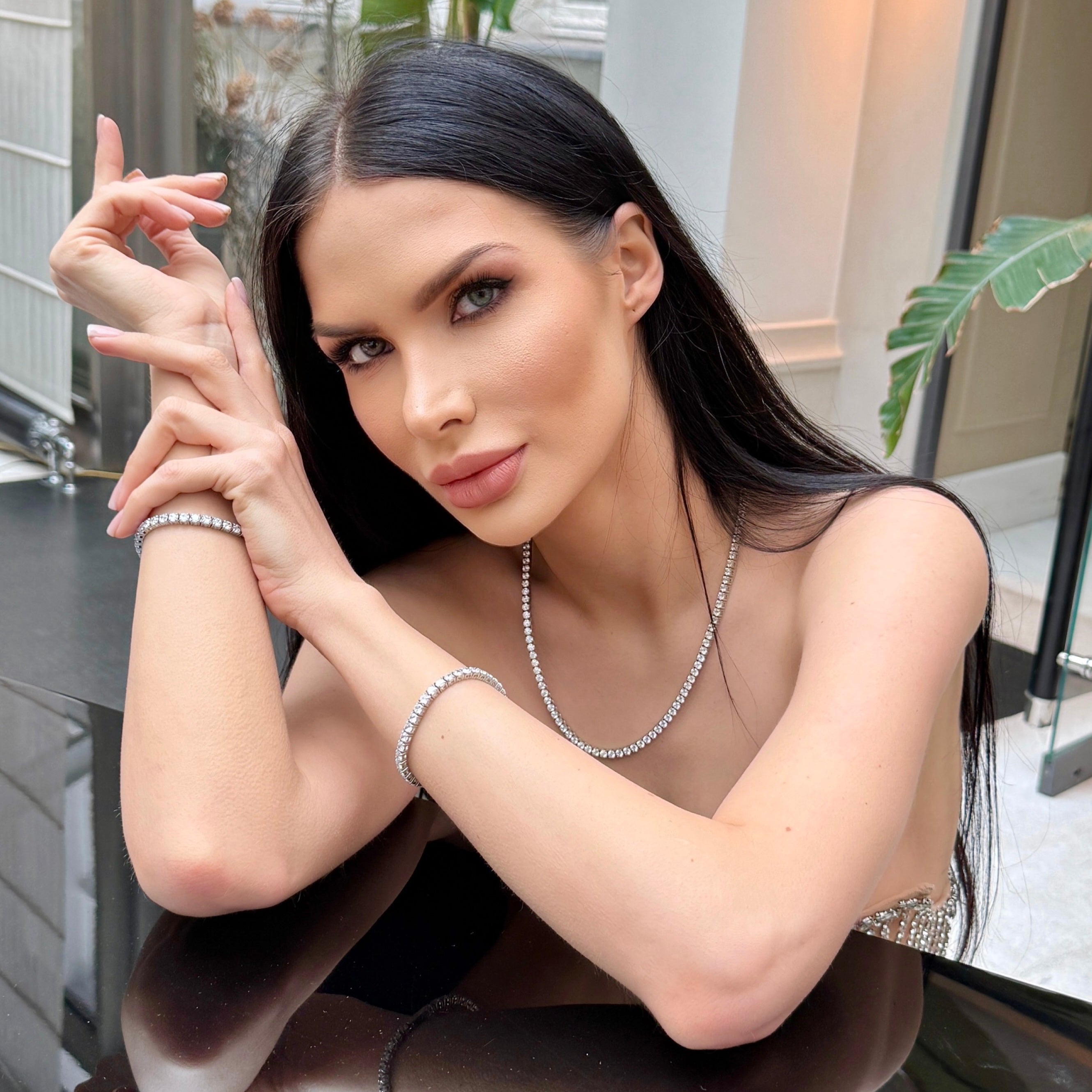 Beautiful Women wearing our Tennis bracelet and chain