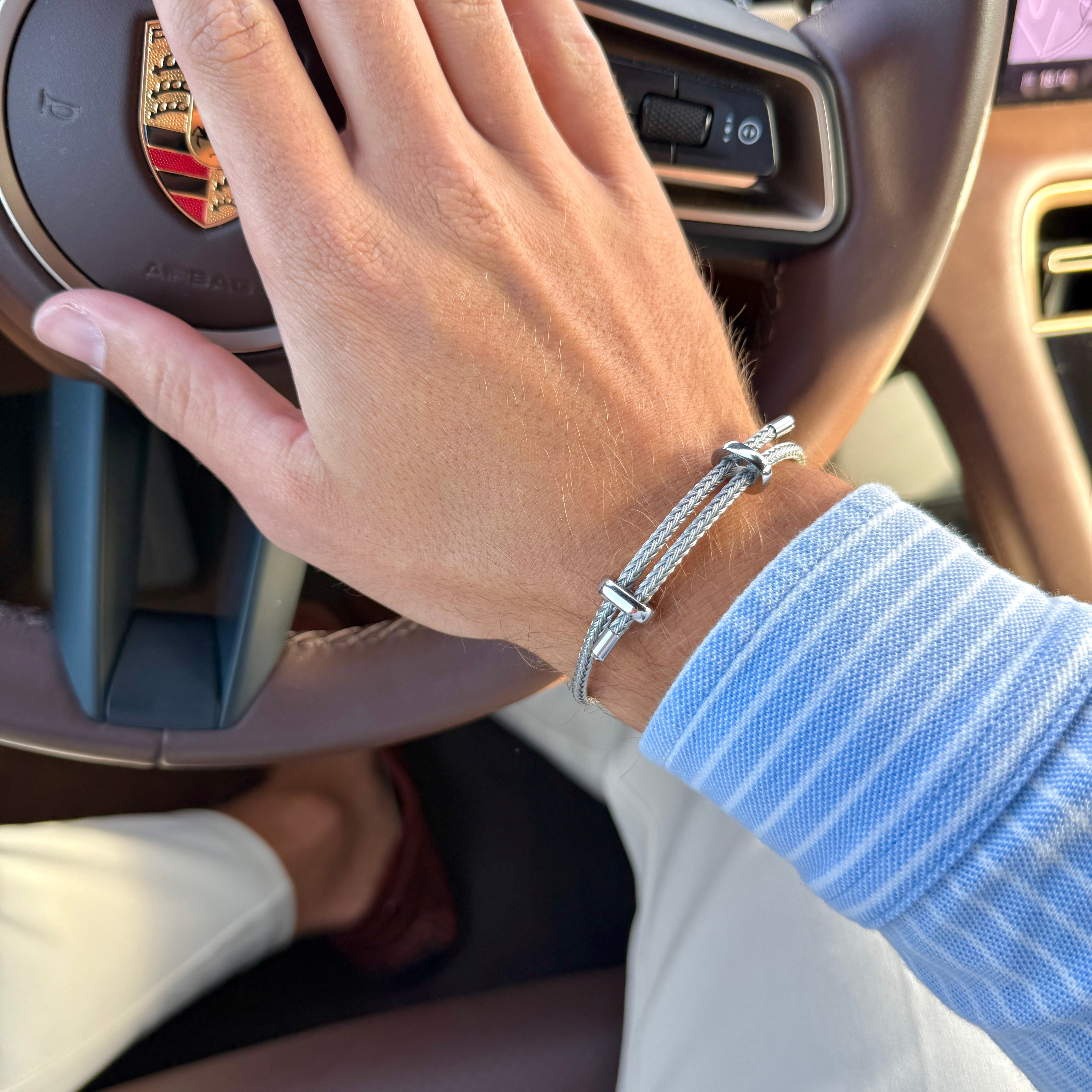 Pulsera Woven steel , edición plateada | Tienda Emils Jewellery Pulseras premium resistentes al agua para hombre