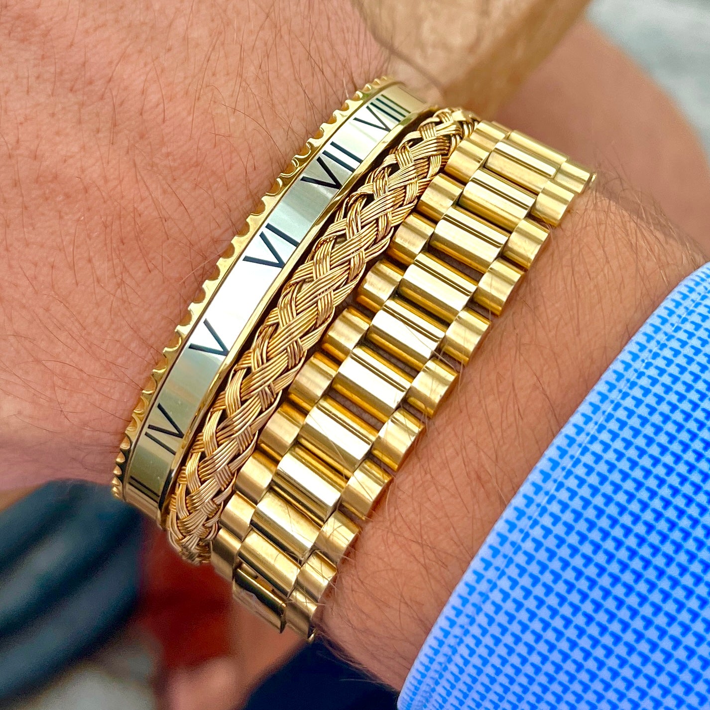 Roman Speed bracelet Gold Edition - Emils Jewellery bezel style bracelet