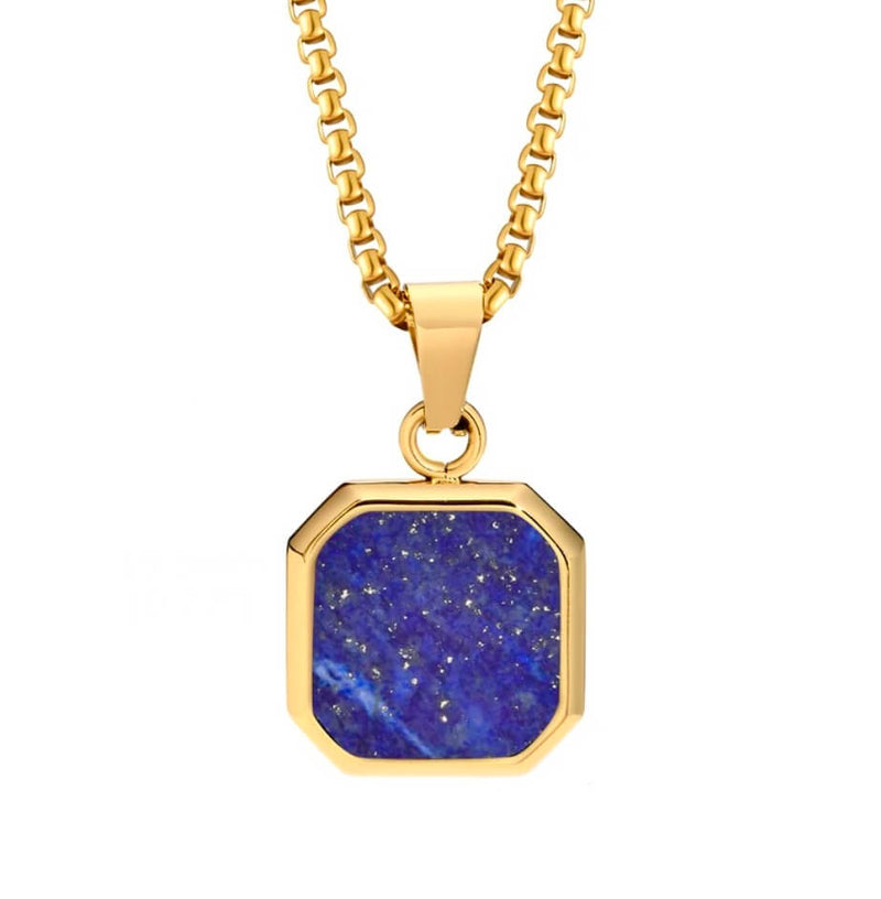 Lapis lazuli pendant chain gold Emils Jewellery Online Shop