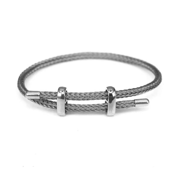 Woven steel rope bracelet silver edition | Emils Jewellery Online Shop