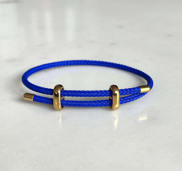 Woven steel rope bracelet gold blue | Emils Jewellery  Online Shop
