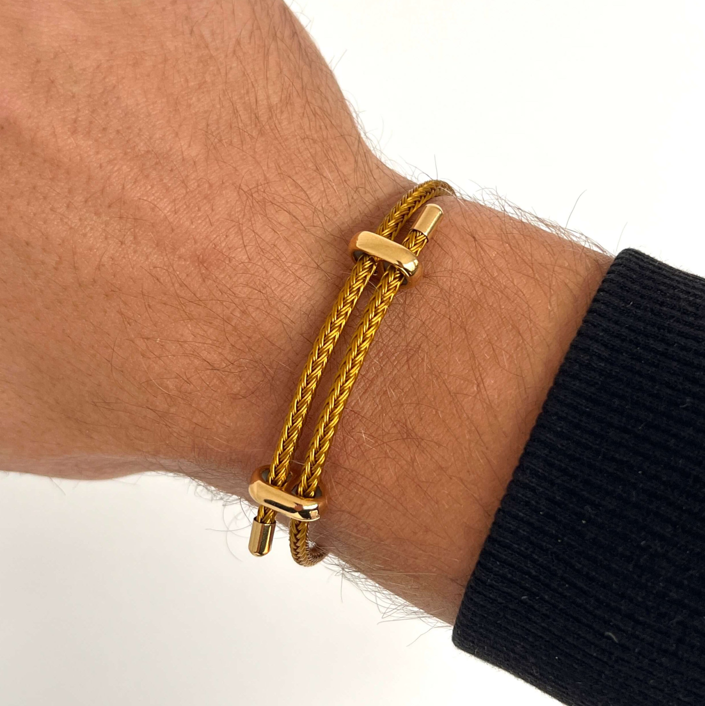 Woven steel rope bracelet gold edition | Emils Jewellery Online Shop