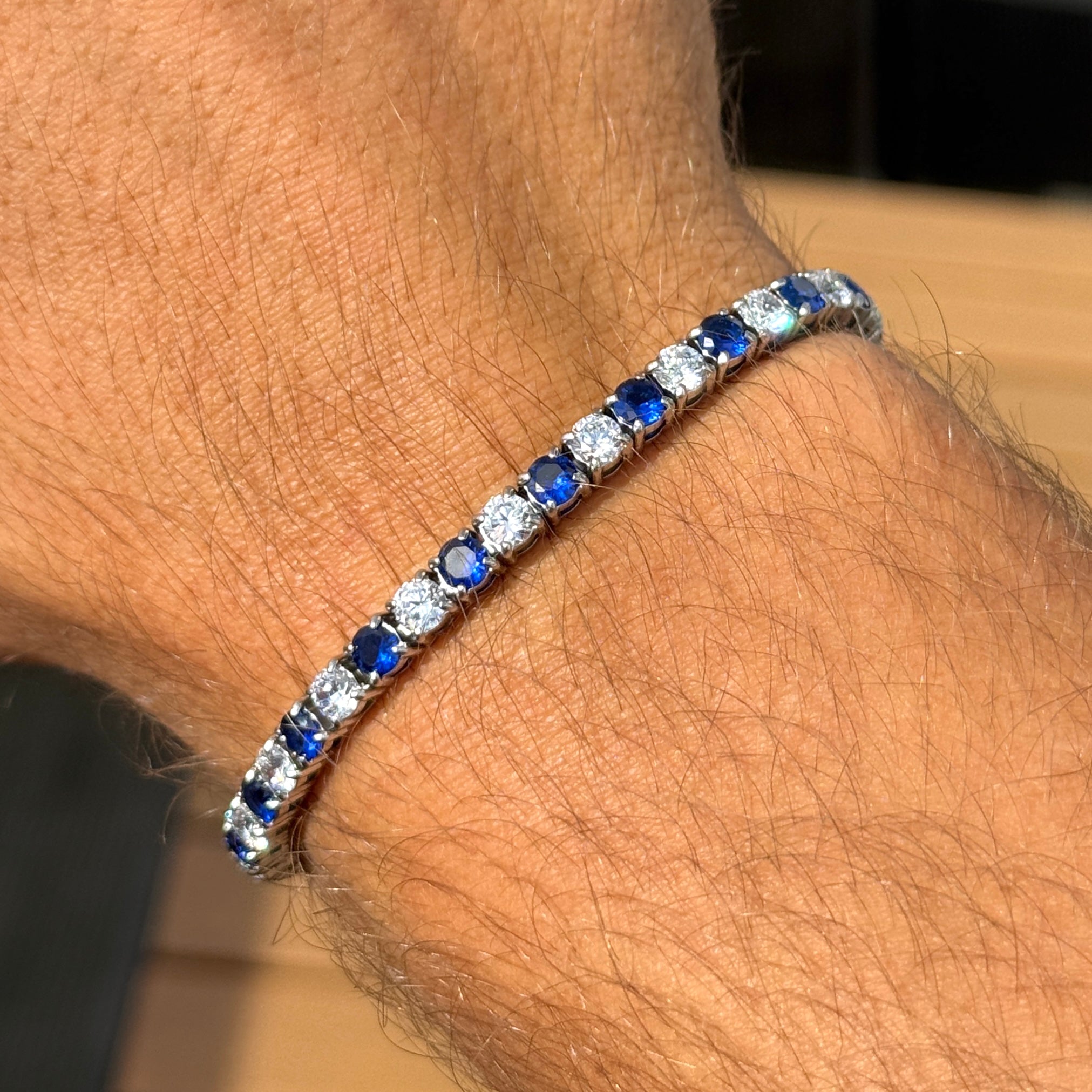 Tennis bracelet 4mm white and blue Emils Jewellery Online Shop
