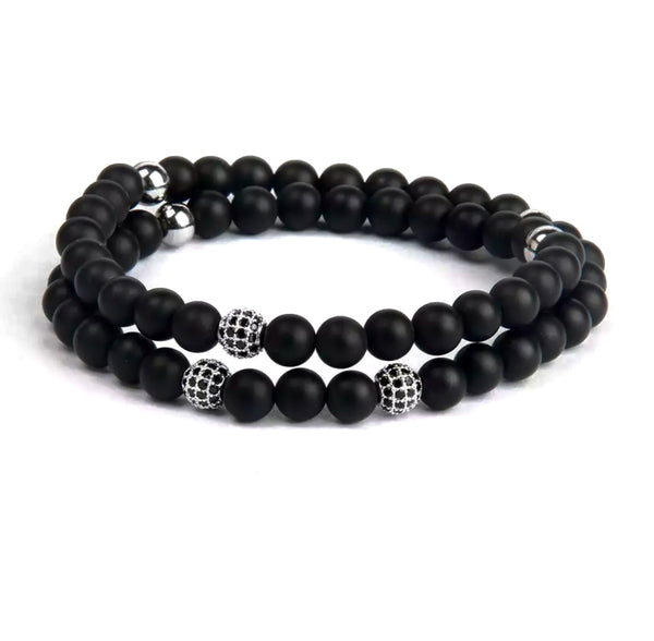 Wrap bracelet beads black achat stone Emils Jewellery Online Shop