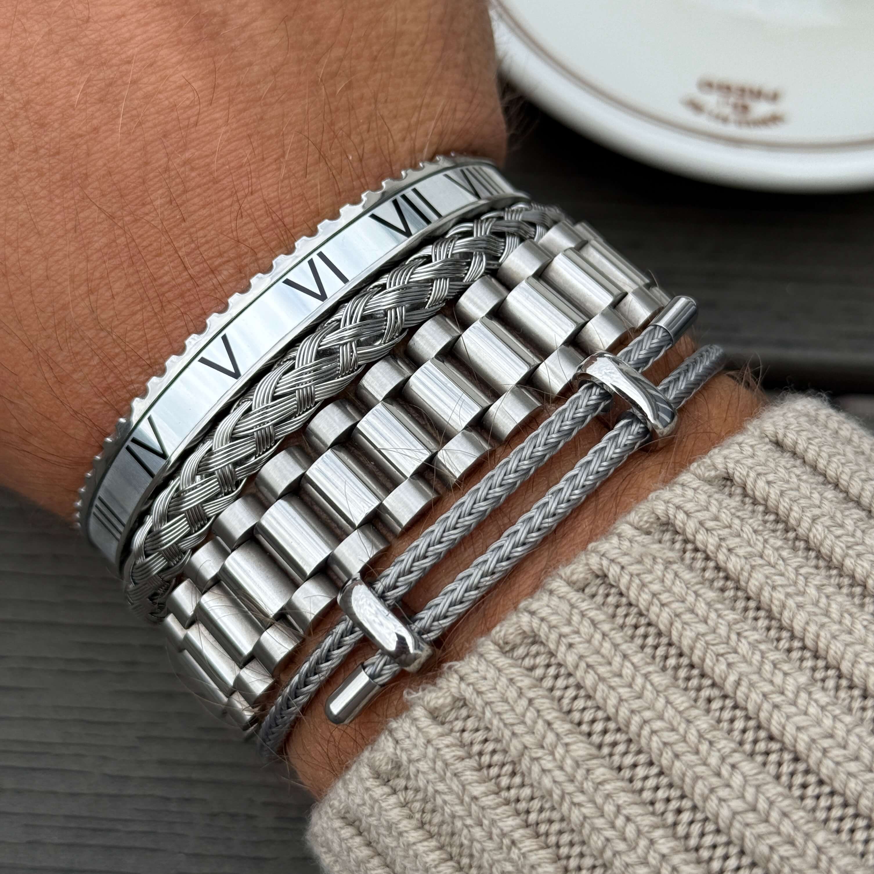 Roman Speed bracelet silver edition by Emils Jewellery Stainless steel bracelet. Bezel style bracelet
