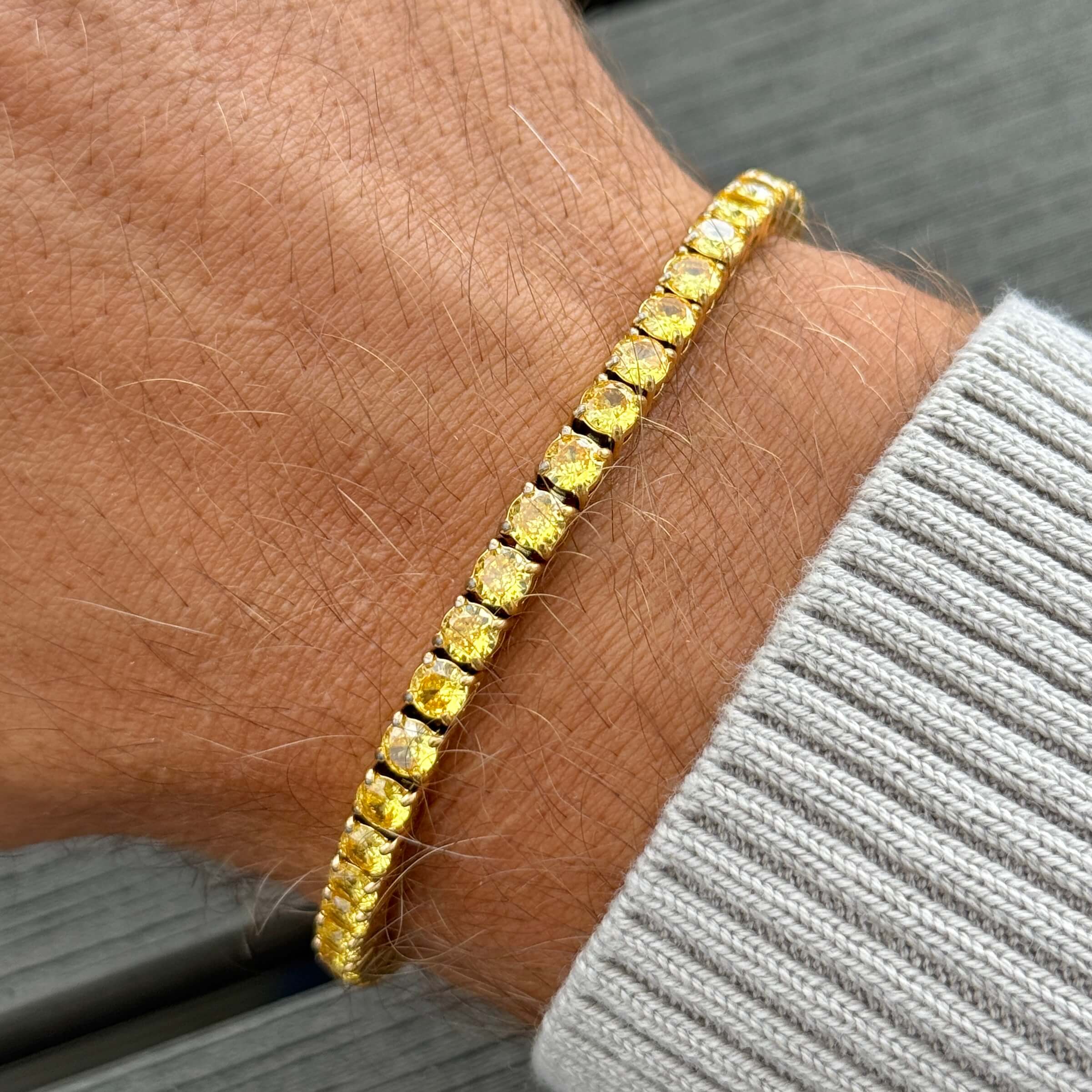 Tennis bracelet 4mm gold yellow Emils Jewellery Online Shop jewelry