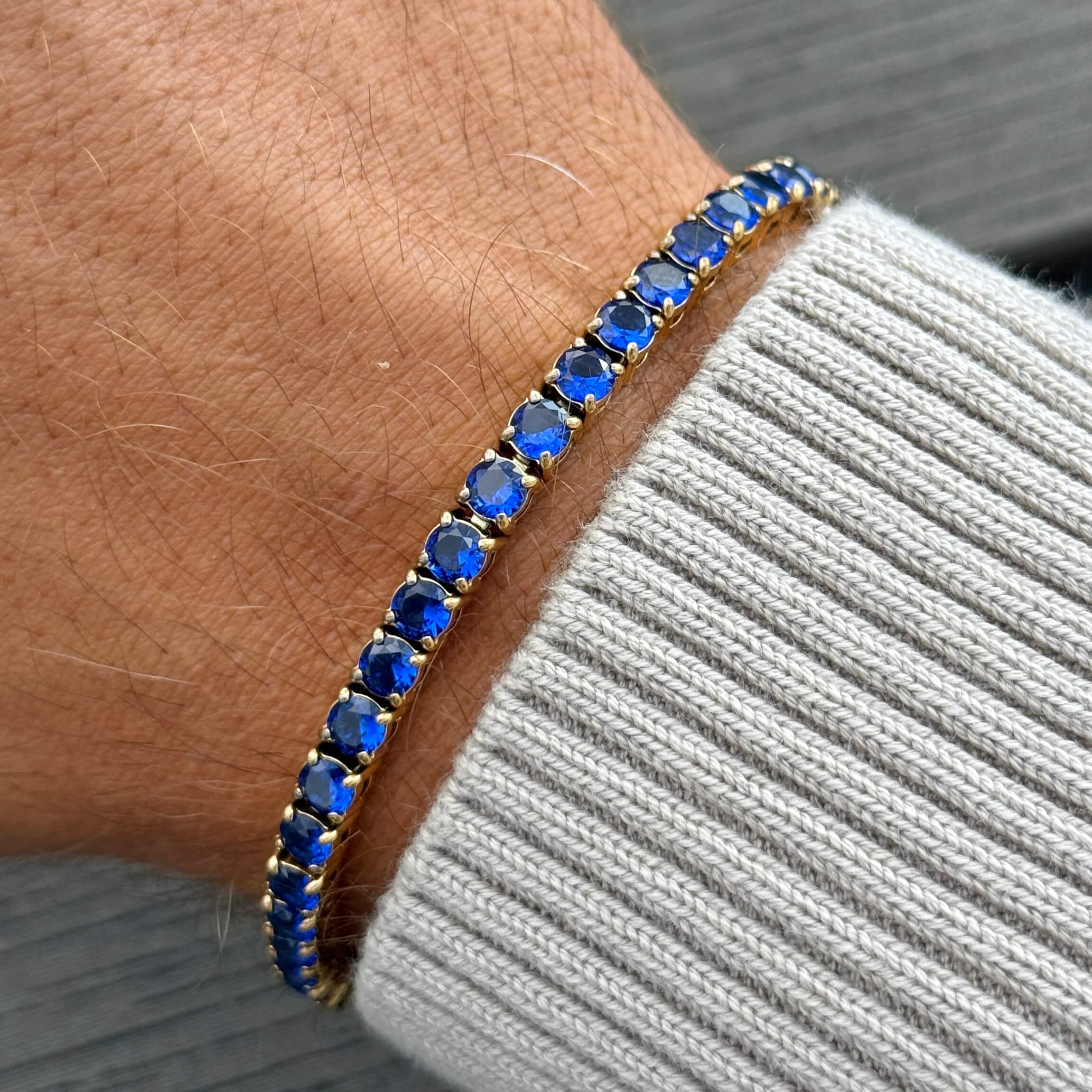 Tennis bracelet 4mm gold blue Emils Jewellery Online Shop jewelry