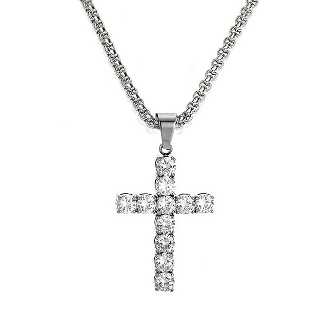 Iced out Cross pendant diamond cross with chain Emils Jewellery