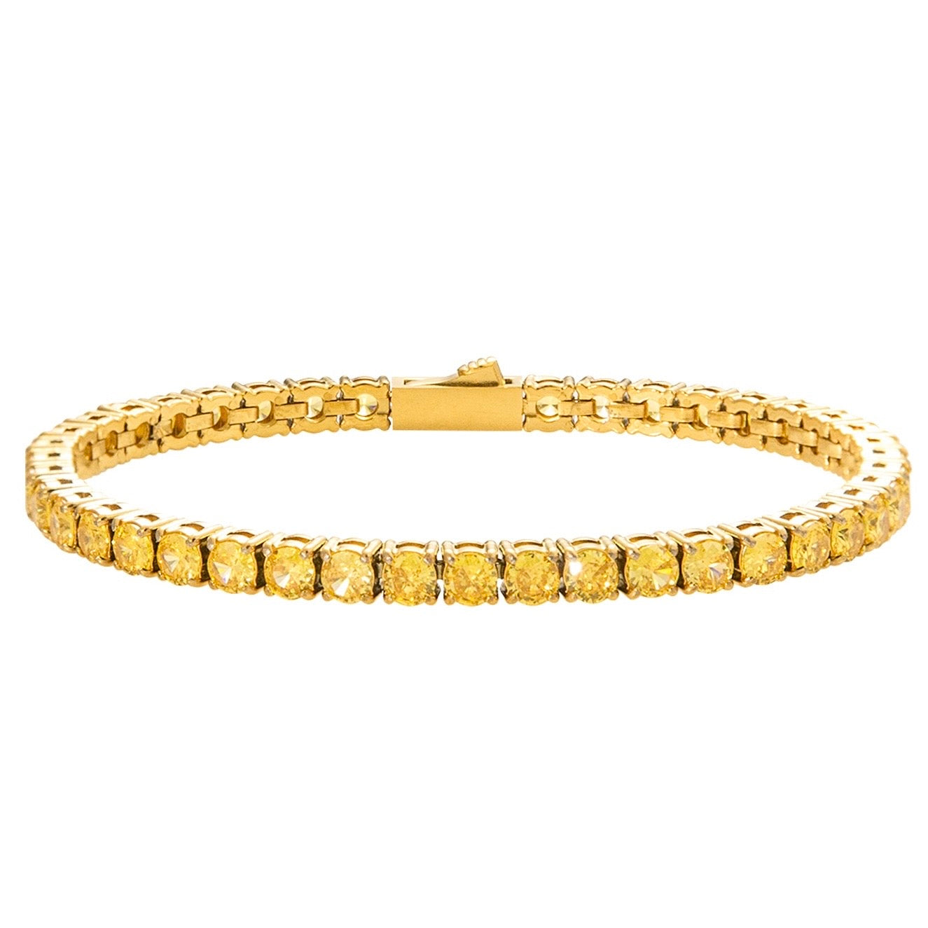 Tennis bracelet 4mm gold yellow Emils Jewellery Online Shop jewelry