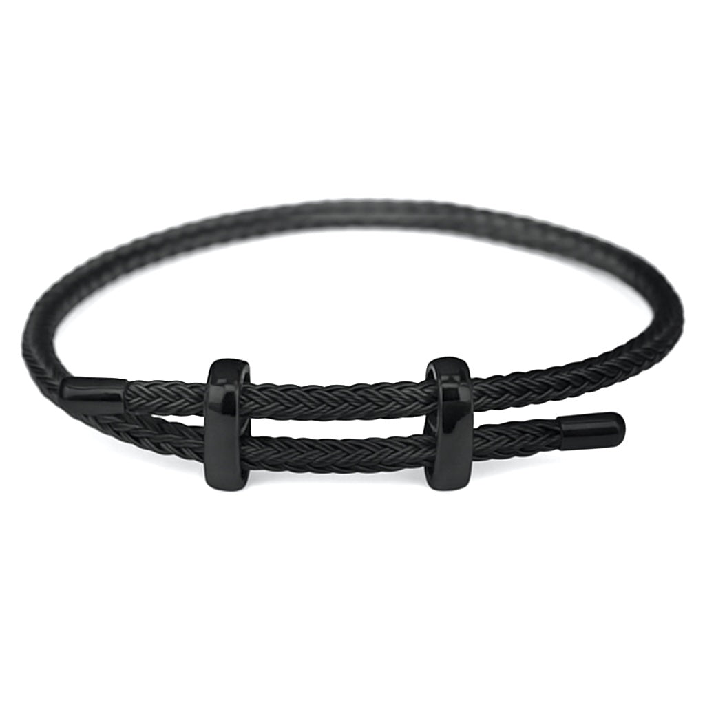 Woven steel rope bracelet all black | Emils Jewellery Online Shop
