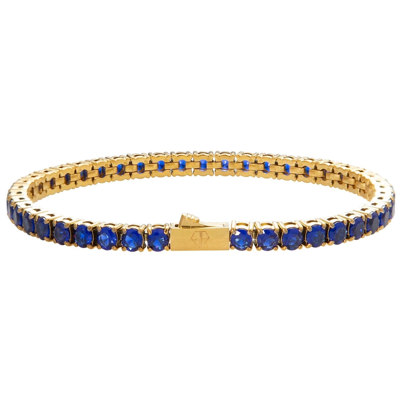 Tennis bracelet 4mm gold blue Emils Jewellery Online Shop jewelry