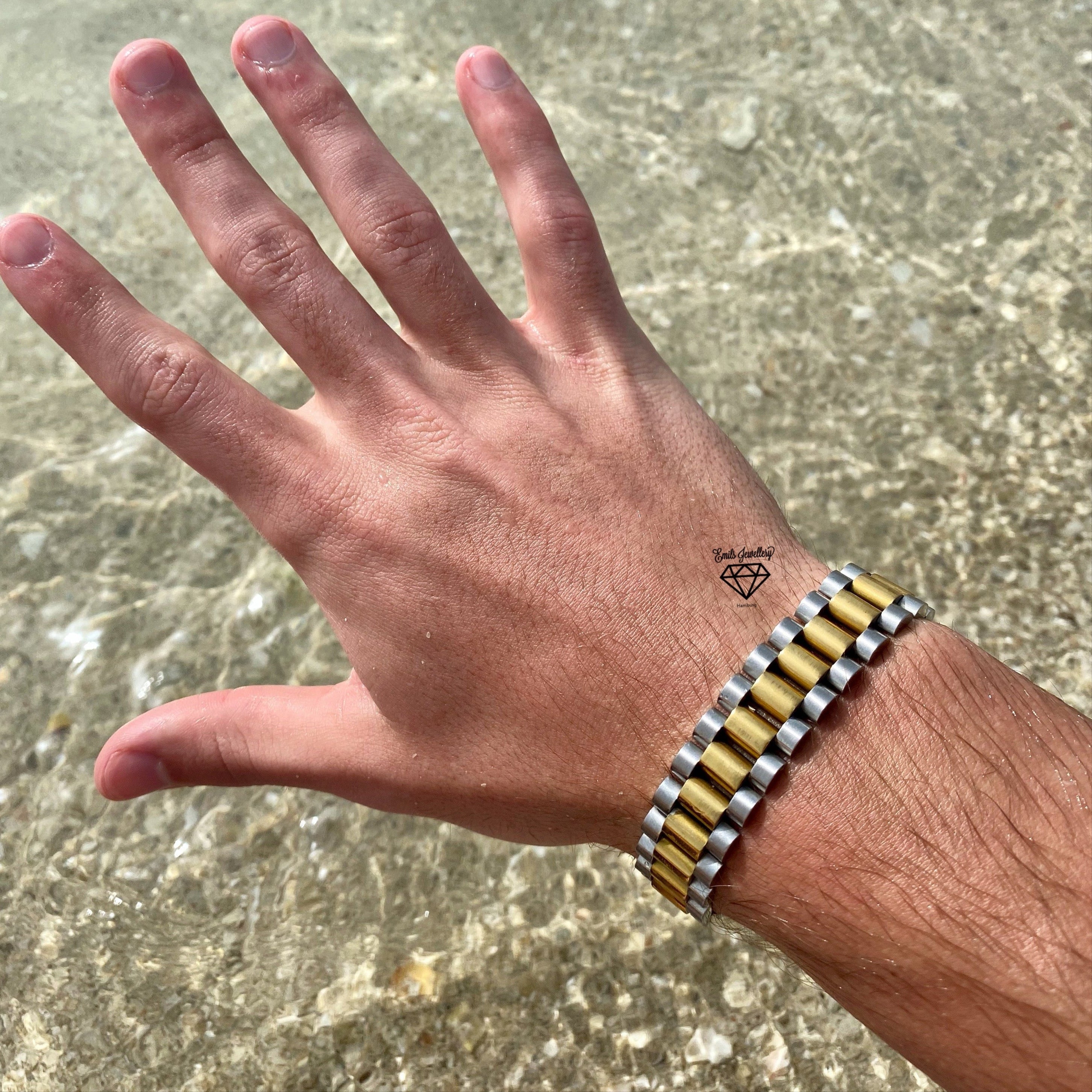 President bracelet two tone - Emils Jewellery Stainless steel