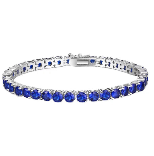 Tennis bracelet blue 4mm in stainless steel. With blue cubic zirconia stones. Like sapphires