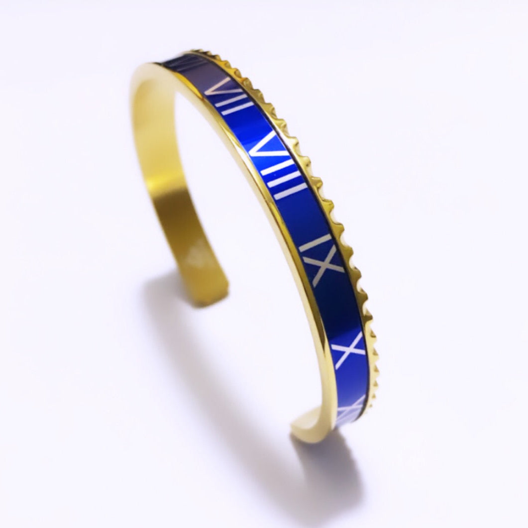 Roman Speed bracelet gold blue - Emils Jewellery Bezel style bracelet
