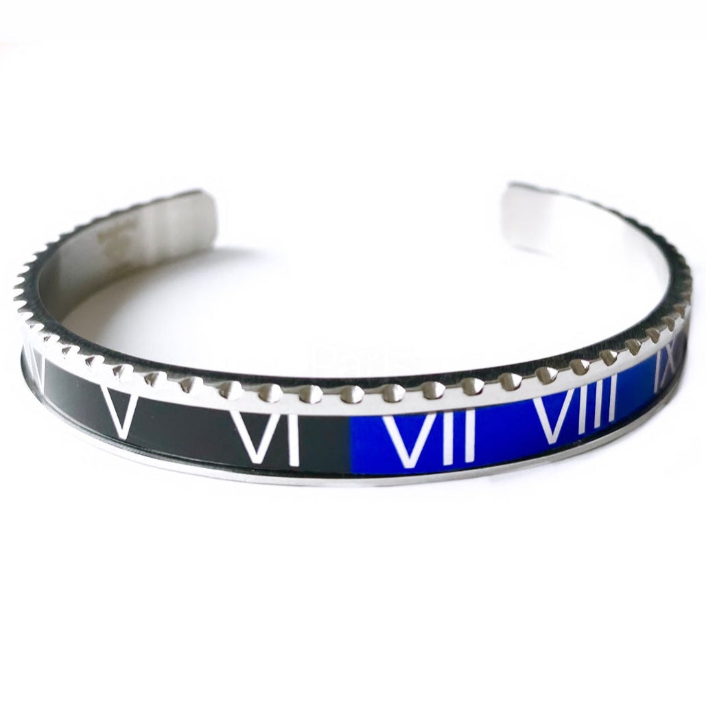 Roman Speed bracelet black and blue Emils Jewellery bezel style bracelet