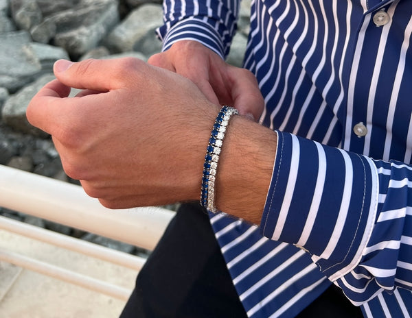 Men wearing 2 tennis bracelets Emils Jewellery Online shop
