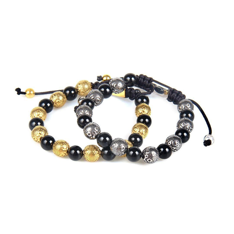 Luxury beads bracelets Emils Jewelelry black onyx stone gold plated stainless steel beads 