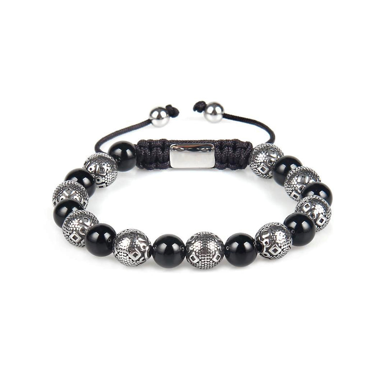 Luxury beads bracelets Emils Jewelelry black onyx stone  stainless steel beads 