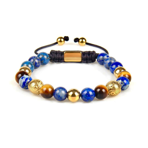 Lapis Lazuli beads bracelet with gold plated stainless steel beads Emils Jewellery