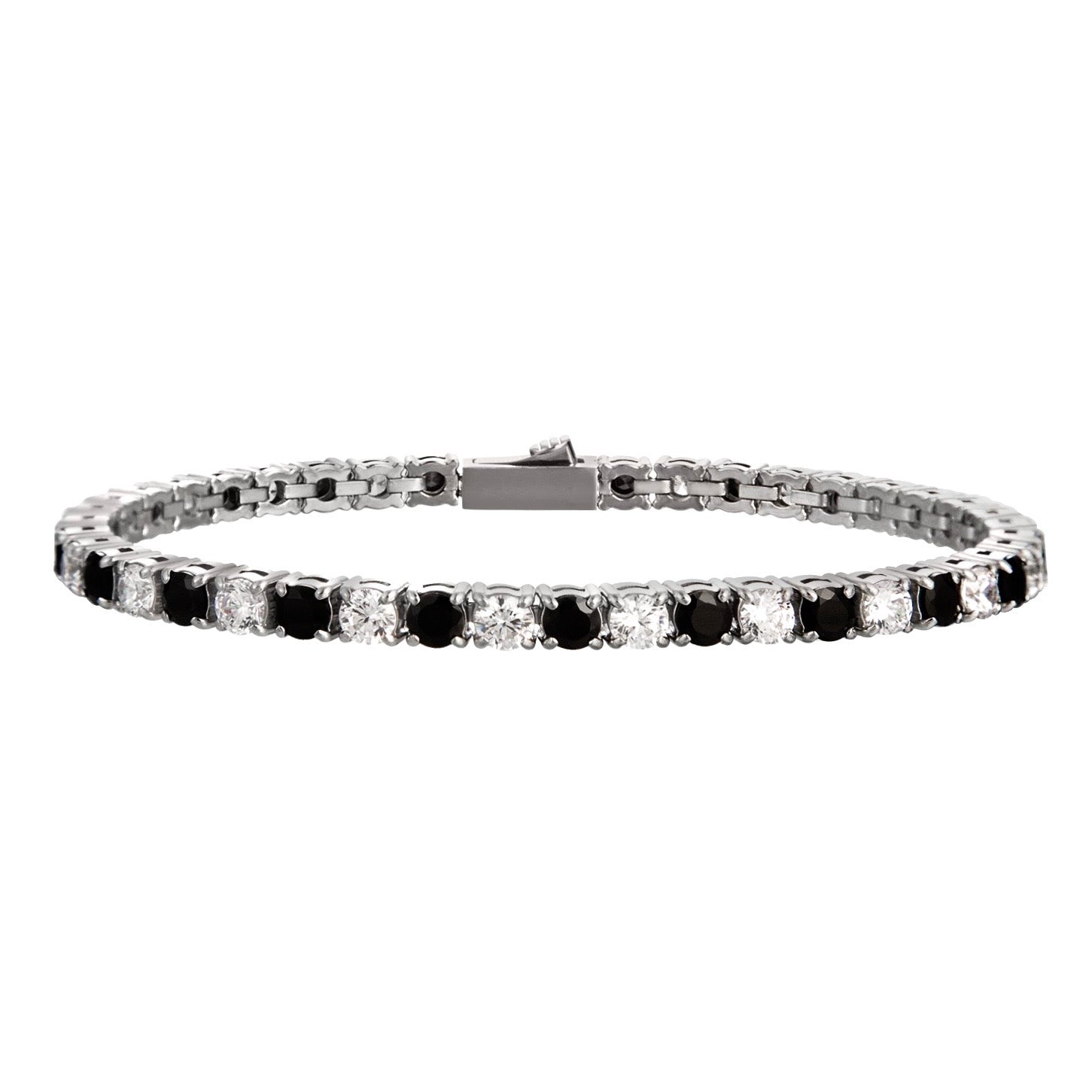 Tennis bracelet 4mm white and black Emils Jewellery Online Shop
