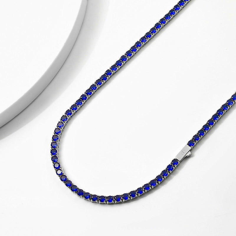 Chaîne de tennis 4mm bleu 50cm Saphir Emils Jewellery Boutique en ligne