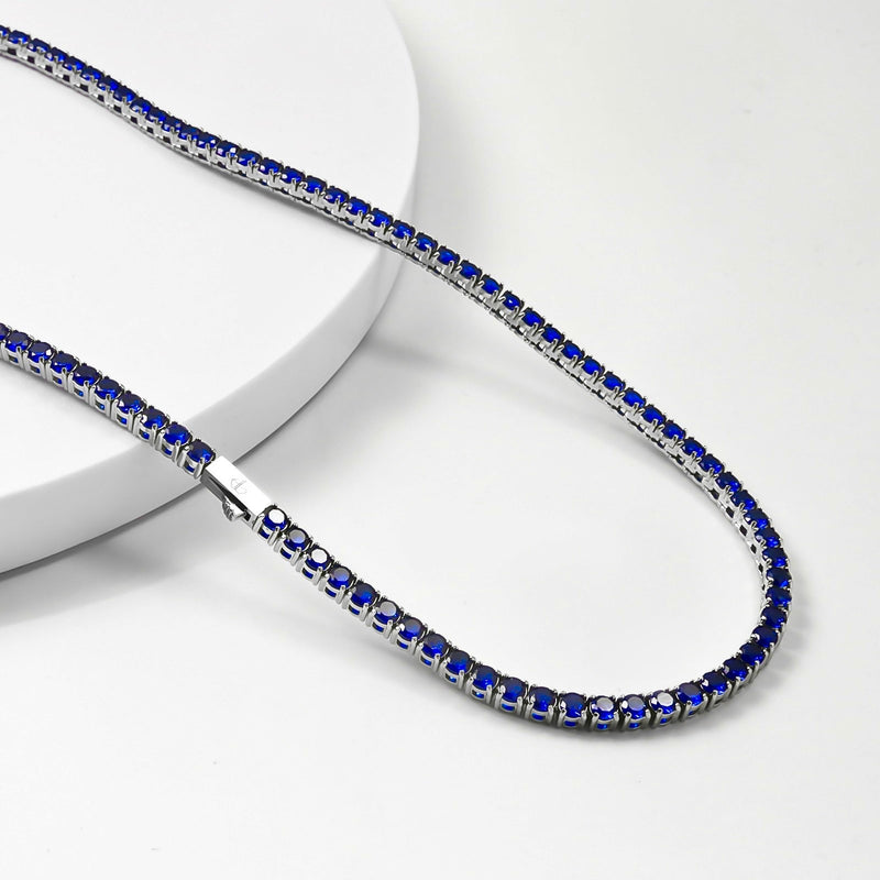 Chaîne de tennis 4mm bleu 50cm Saphir Emils Jewellery Boutique en ligne