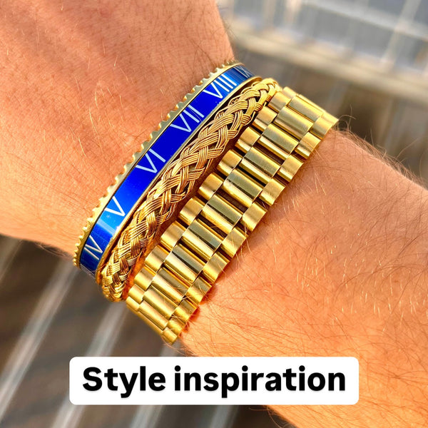 Roman Speed bracelet gold blue - Emils Jewellery Bezel style bracelet