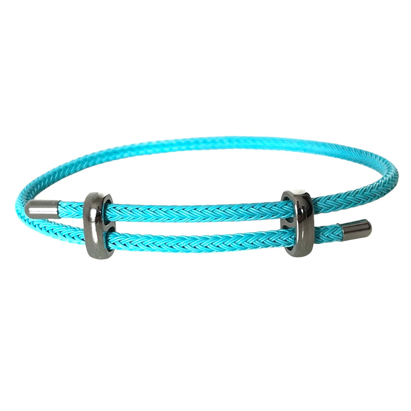 Woven steel bracciale in corda argento azzurro