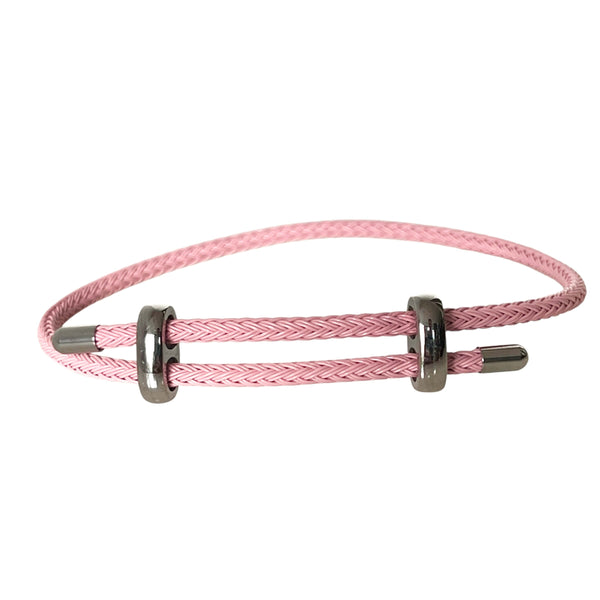 Woven steel bracciale in corda argento rosa