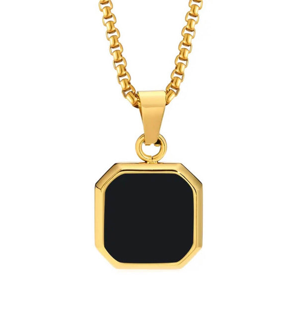 Black onyx gold pendant chain Emils Jewellery Online Shop
