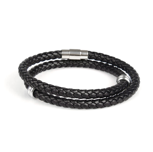 Wickelarmband aus schwarzem Leder bangle Emils Jewellery  Online Shop