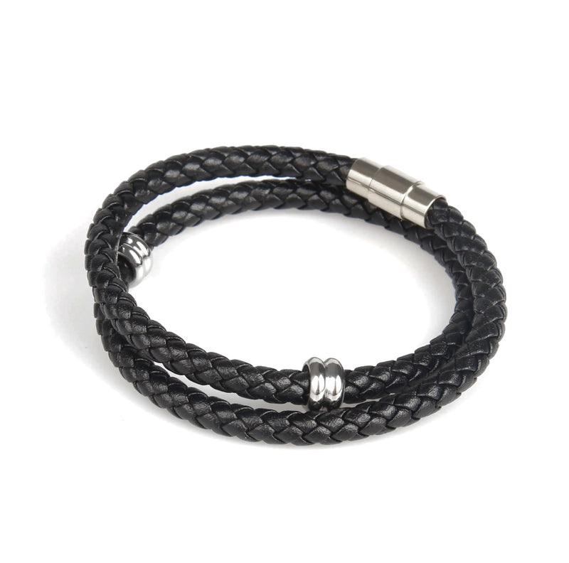 Wrap black leather bracelet bangle Emils Jewellery Online Shop
