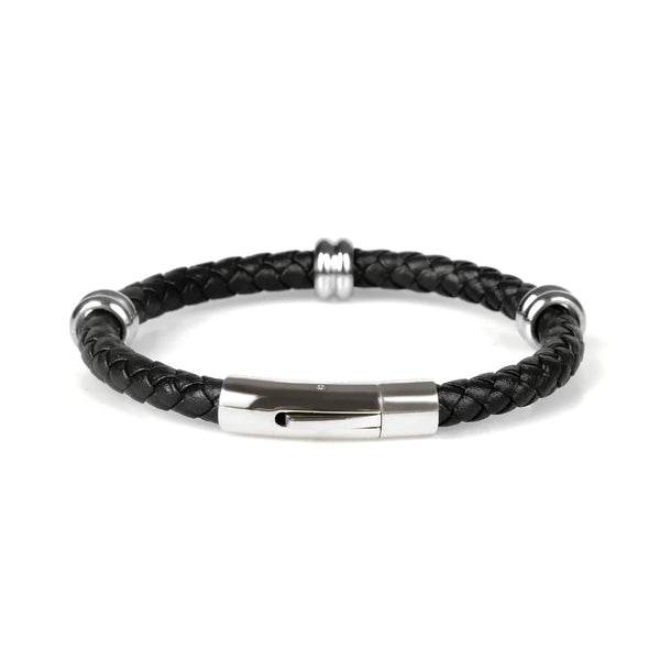 Black leather bracelet bangle Emils Jewellery Online Shop