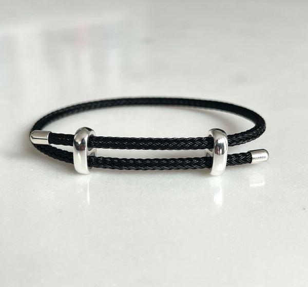 Woven steel rope bracelet gold black | Emils Jewellery Online Shop