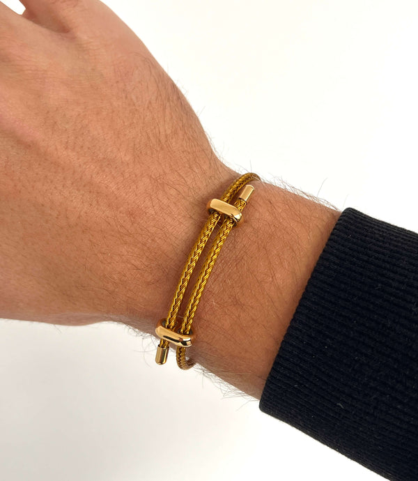 Woven steel rope bracelet gold edition | Emils Jewellery  Online Shop