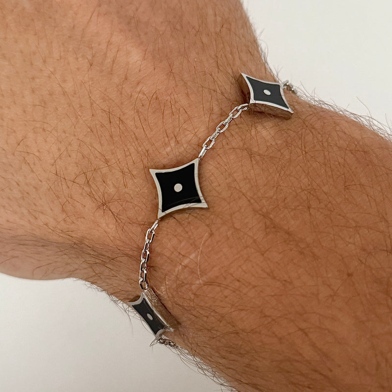 Iconic Rhombus Pulsera negro pulsera de lujo mens Premium Joyería