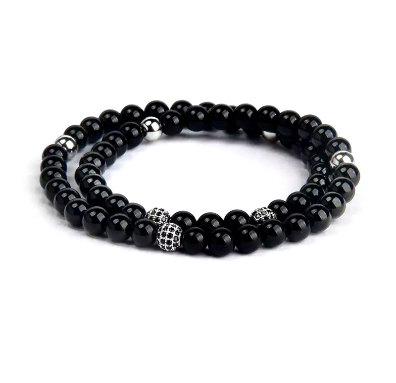 Wrap bracelets black onyx stones beads bracelet Emils Jewellery