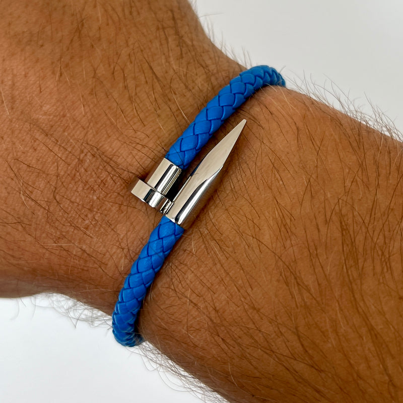 Leder nail bracelet blau Emils Jewellery Online Shop