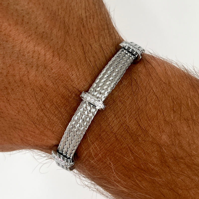 Bracelet en acier inoxydable brillant Trinity bangle  Emils Jewellery  Boutique en ligne