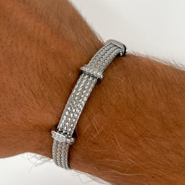 Bracelet en acier inoxydable brillant Trinity bangle  Emils Jewellery  Boutique en ligne