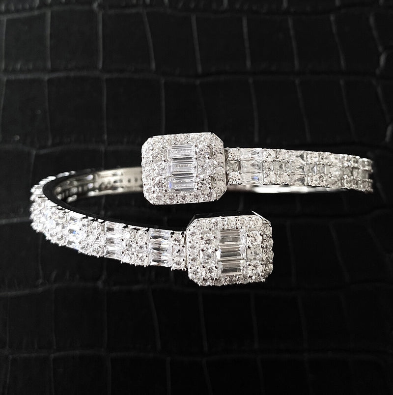 Baguette bangle 925 sterling silver Emils Jewellery with cubic zirconia stones. Sparkles like diamonds
