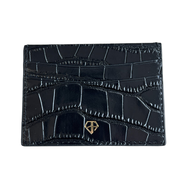 Emils Jewellery Card Holder Leather Black Croco Embossed Boutique en ligne