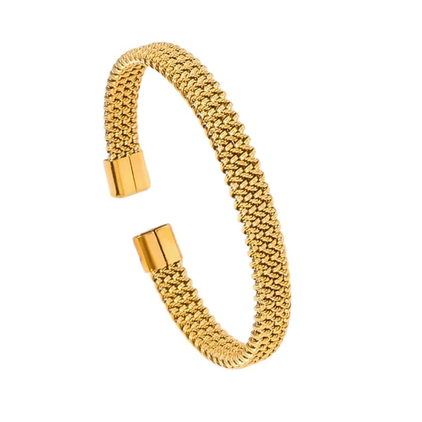 Woven steel titan bangle gold Emils Jewellery Loja online