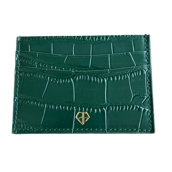 Croco pattern Card Holder Leather Green  Emils Jewellery Online Shop
