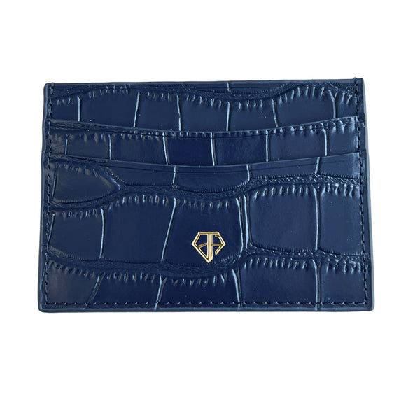 Croco pattern Card Holder Leather Navy Blue Emils Jewellery Online Shop