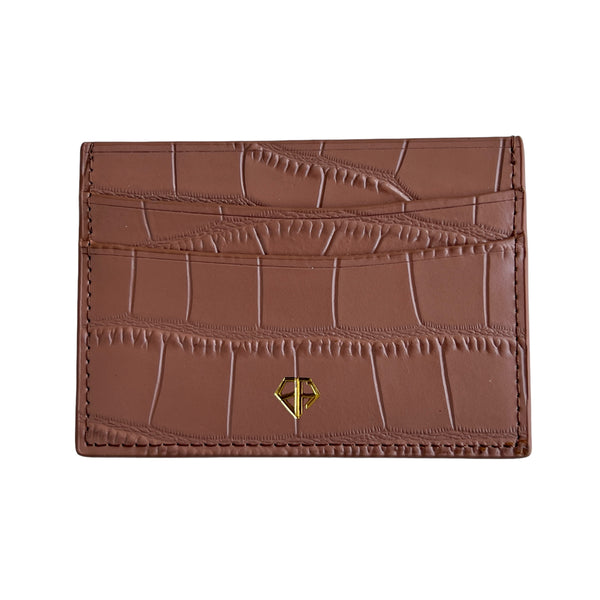 Croco pattern Card Holder Leather Brown Emils Jewellery Boutique en ligne