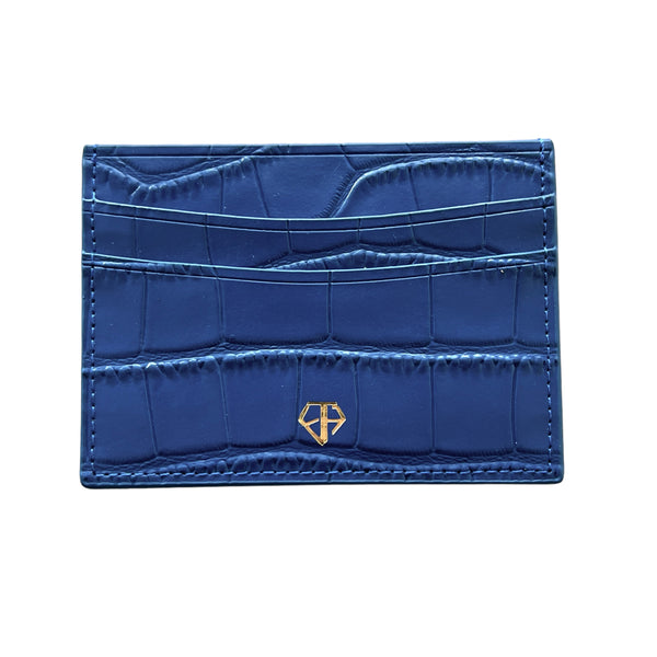 Croco pattern Card Holder Leather  Blue Emils Jewellery Online Shop